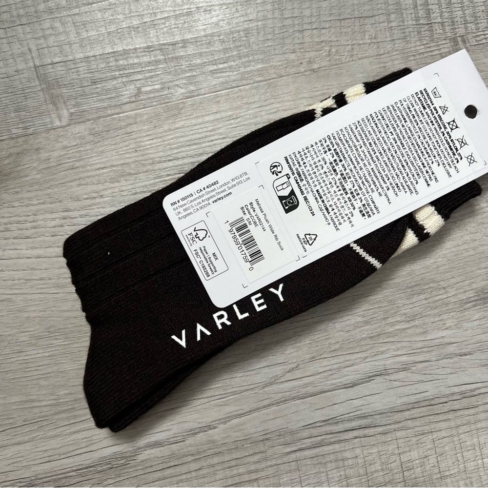 NEW VARLEY Coffee Bean Malissa Plush Wide Rib Sock BrownOff White Cashmere - Picture 8 of 12